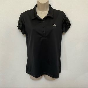 Adidas Black ClimaCool Ruched Bow Sleeve Polo Shirt Size M